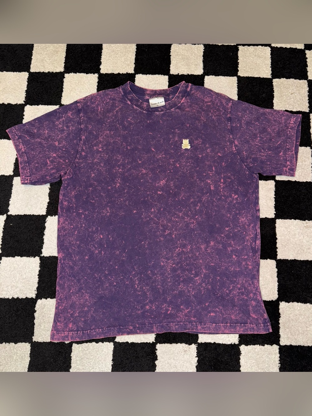 Teddy Fresh Purple & Pink Acid Wash Tee Shirt Size XL